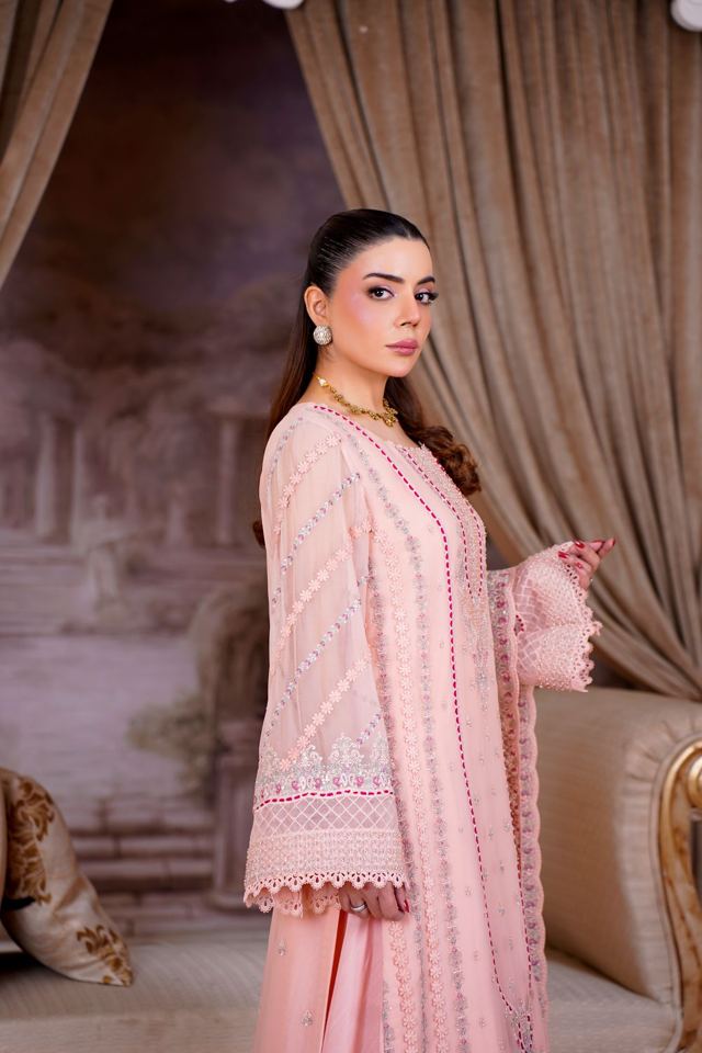 Gul-e-Rana Hand Painted Silk Suit