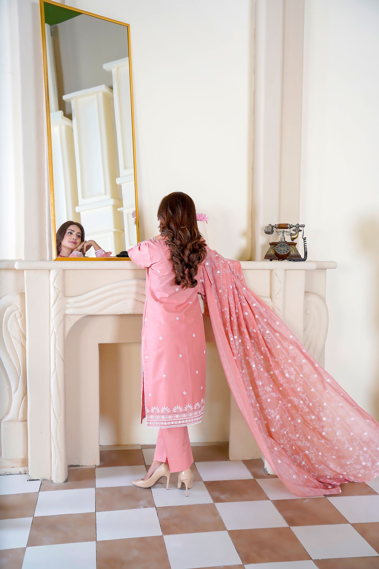 Gulnar Hand Painted Chiffon Suit